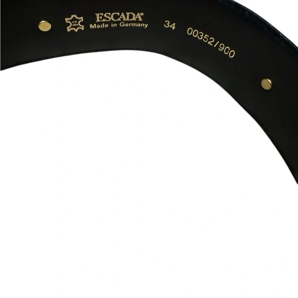 Vintage Escada Suede Leather Heart Black and Gold Women's Belt